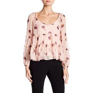 Cinq A Sept Pink Silk 2 Piece Tumbling Jasmine Top Cami Layered Size S Floral